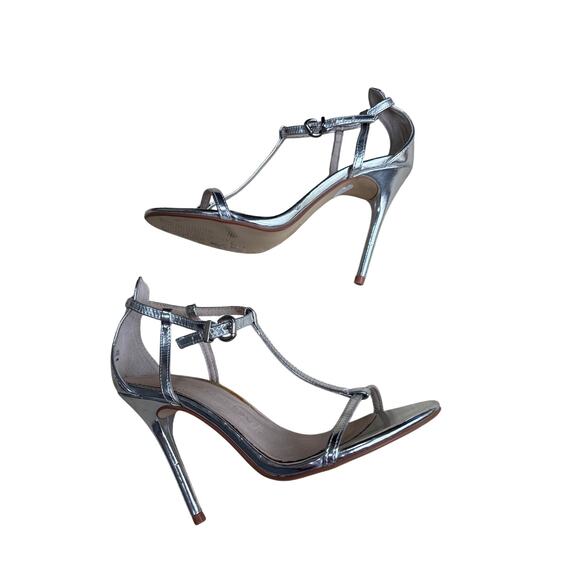 Chinese Laundry strappy silver metallic high heel sandals dressy US 7M stilettos - Picture 2 of 9